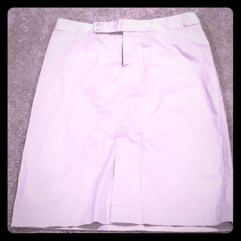 Cream/khaki color crystal embellished pencil skirt